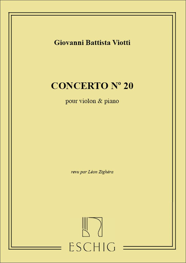 Concerto N 20 1Er Solo (Zighera 16) Violon-Piano